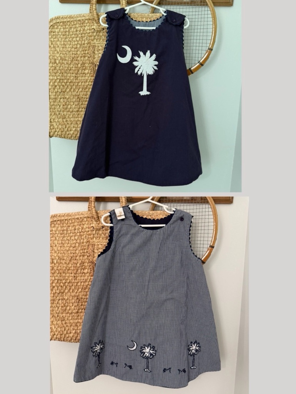 Rosalina collections South Carolina Navy blue & gingham reversible Dress